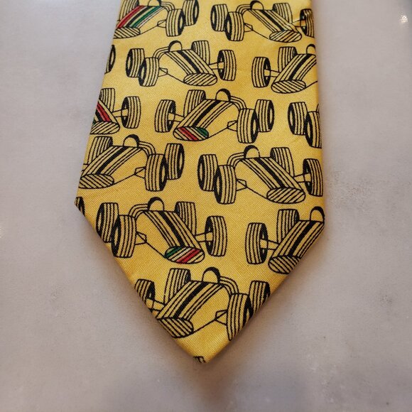 Biaggiotti Yellow and Black Race Car Tie - Picture 2 of 6